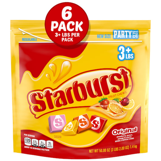 Starburst Original Stand Up Pouch Party Size, 6 x 50 oz Case - Candy & Confections