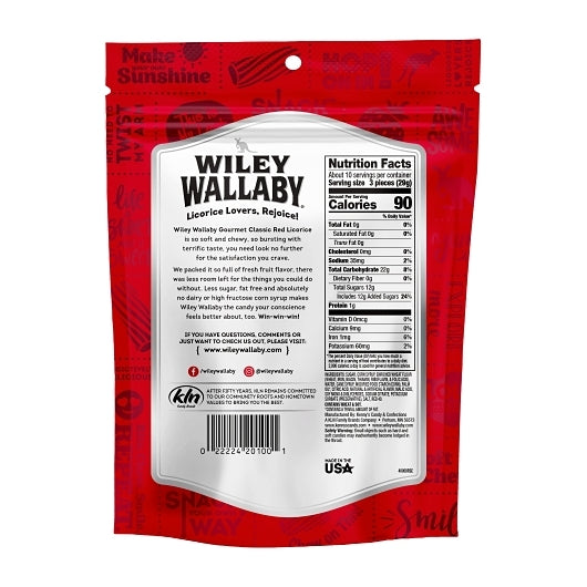 Wiley Wallaby Red Licorice, 10 x 10 oz Case - Alternate product angle or state