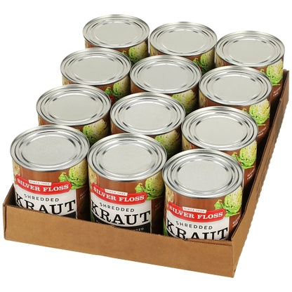 Silver Floss Shredded Sauerkraut Canned Cans, 12 x 27 oz Case - GS1 open-case image