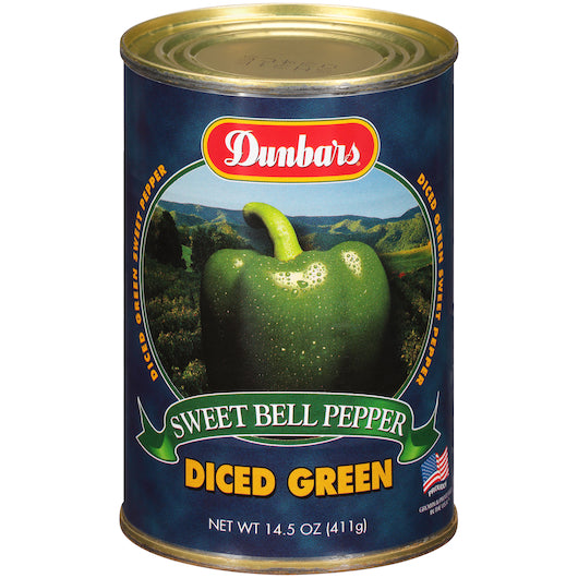 Moody Dunbar Diced Peppers Diced Green, 24 x 15 oz Case - Fruit & Sides