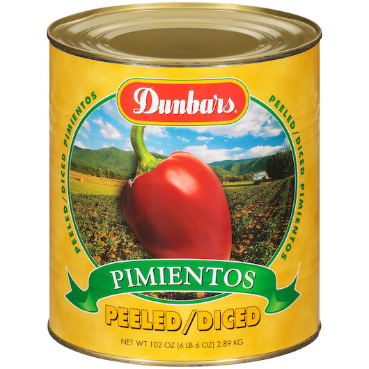 Moody Dunbar Diced Red Peeled Pimento, 6 x 1 fl oz Case - Fruit & Sides