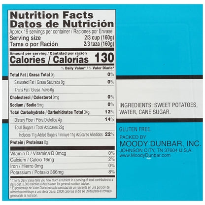 Cannon Extra Standard Cut Low Sodium Yams, 6 x 1 each Case - Combined nutrition and ingredients label