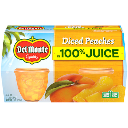 Del Monte Yellow Clingstone Peaches Diced in 100% Juice, 6 x 16 oz Case - DOT product image 3