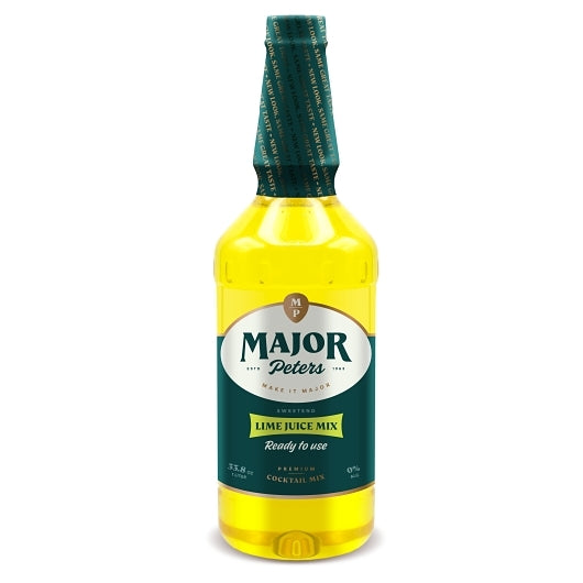 Major Peters Sweetened Lime Juice, 6 x 33.8 oz Case - Condiments & Sauces