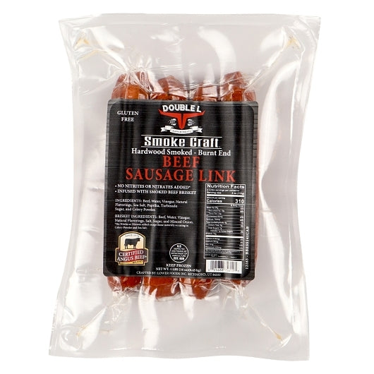Certified Angus Beef Naturally Hardwood Smoked Burnt End Link Uncured Beef Sausage, 12 x 1 lb Case - Frozen Meat &