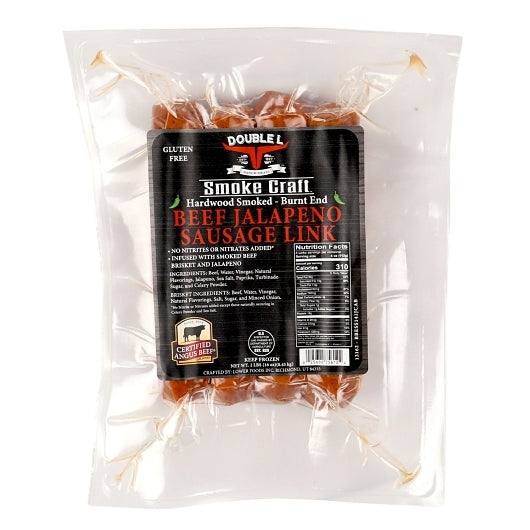 Certified Angus Beef Uncured Naturally Hardwood Smoked Jalapeno Beef Burnt End Link Sausage, 12 x 1 lb Case - Frozen