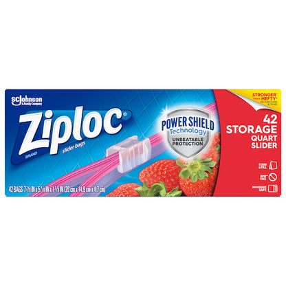 Ziploc Slider Quart Storage Bag, 9 x 42 ct Case - Disposables