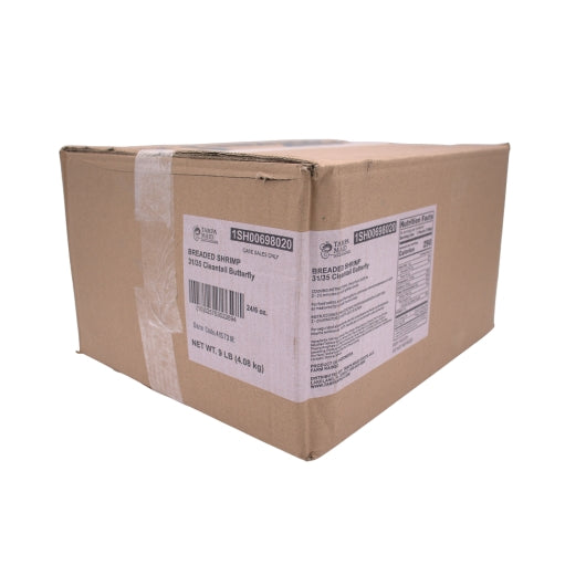 Tampa Maid Clean-Tail Breaded Butterfly Shrimp 31-35 Ct, 24 x 6 oz Case - GS1 closed shipping case image
