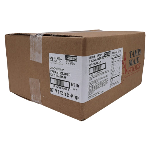 Tampa Maid Italian Breaded Individually Quick Frozen Calamari, 6 x 2 lb Case - GS1 closed shipping case image