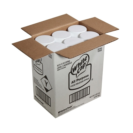 White Cap Aerosol Release Pan Spray, 6 x 21.5 oz Case - GS1 open-case image