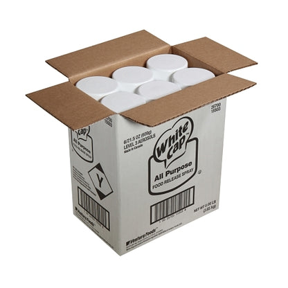 White Cap Aerosol Release Pan Spray, 6 x 21.5 oz Case - GS1 open-case image