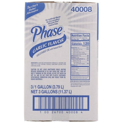 Phase Garlic Flavored Vegetable Oil With Artificial Butter Flavor, 3 x 1 GA Case - DOT product image 4