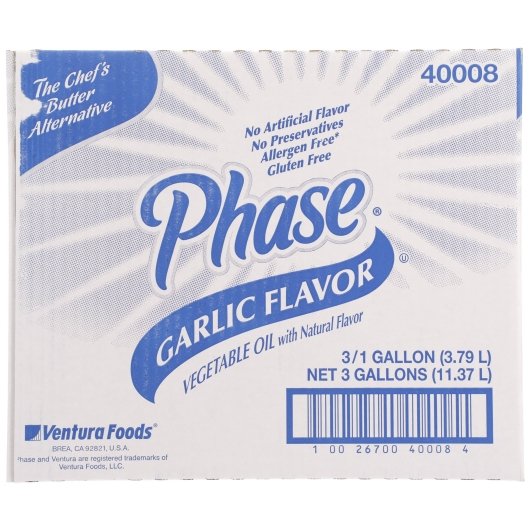Phase Garlic Flavored Vegetable Oil With Artificial Butter Flavor, 3 x 1 GA Case - DOT product image 8