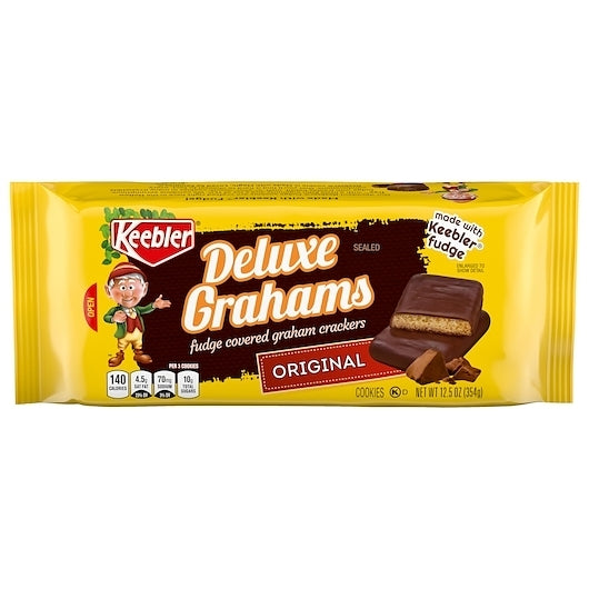Keebler Fudge Shoppe Deluxe Grahams, 12 x 12.5 oz Case - Crackers & Grahams
