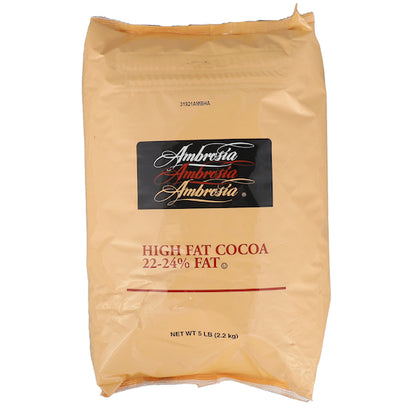 Ambrosia 22-24% High Fat, Natural, Cocoa Powder, 6 x 5 lb Case - Candy & Confections