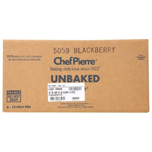 Chef Pierre 10 Inch Unbaked Blackberry Pie, 6 x 2.938 lb Case - DOT product image 3