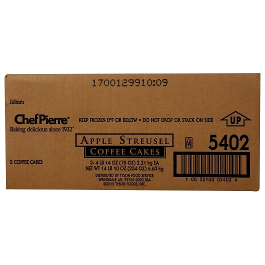Chef Pierre 12" x 16" Apple Streusel Coffee Cake, 3 x 4.875 lb Case - DOT product image 5