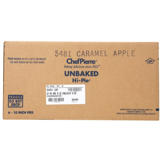Chef Pierre 10 Inch Unbaked Caramel Apple Nut Hi-Pie, 6 x 3.186 lb Case - DOT product image 7