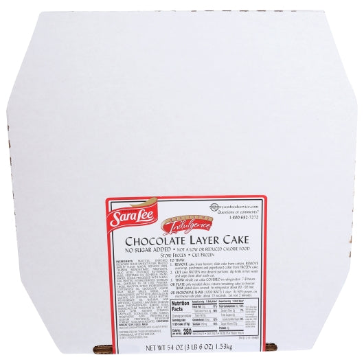 Sara Lee 9 Inch Premium Wholesome Indulgence No Sugar Added Chocolate Layer Cake, 4 x 54 oz Case - Bakery & Desserts