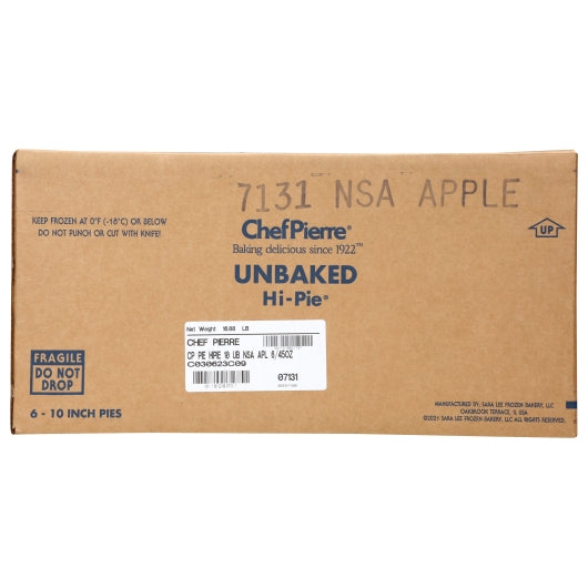 Chef Pierre 10 Inch Unbaked Apple Pie, No Sugar Added, 6 x 45 oz Case - DOT product image 5