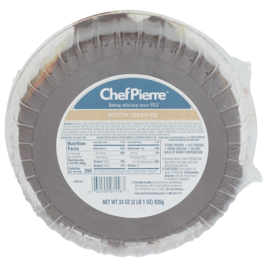 Chef Pierre 10 Inch Pre-Baked Boston Creme Pie, 6 x 33 oz Case - DOT product image 2