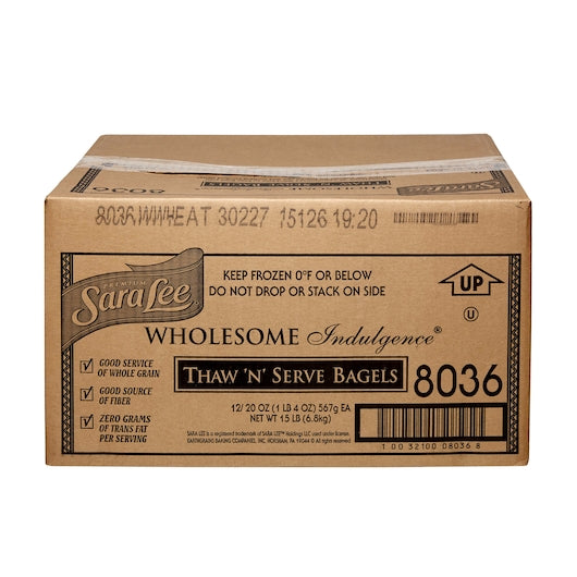 Sara Lee Thaw 'N' Serve Sliced Whole Wheat Bagel, 12 x 6 ct Case - DOT product image 2
