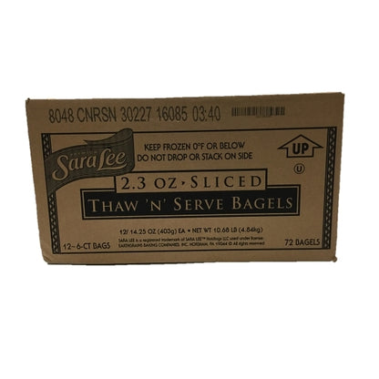 Sara Lee Sliced Thaw 'N' Serve Cinnamon Raisin Bagel, 12 x 6 ct Case - Breads, Rolls & Buns