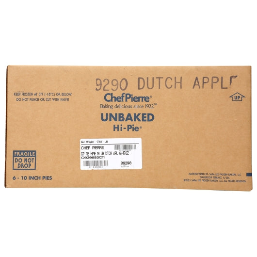 Chef Pierre 10 Inch Unbaked Dutch Apple Hi-Pie, 6 x 47 oz Case - DOT product image 2