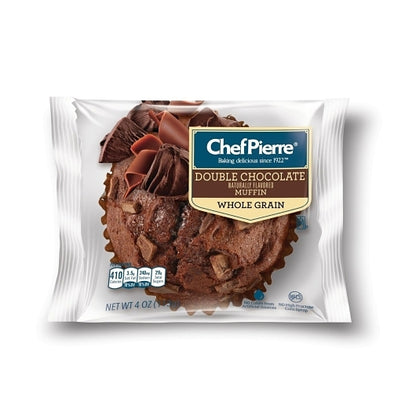 Chef Pierre Individually Wrapped Double Chocolate Whole Grain Muffin, 24 x 4 oz Case - Bakery & Desserts