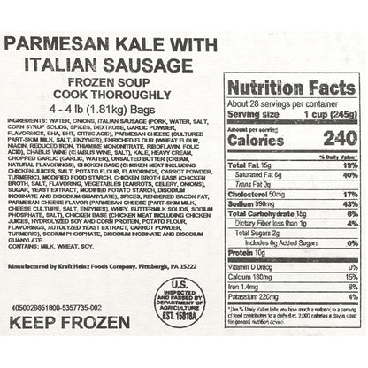 Chef Francisco Parmesan Kale With Italian Sausage Soup, 4 x 4 lb Case - DOT product image 8
