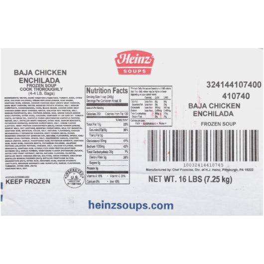 Chef Francisco Baja Chicken Enchilada Soup, 1 x 16 lb Case - DOT product image 7