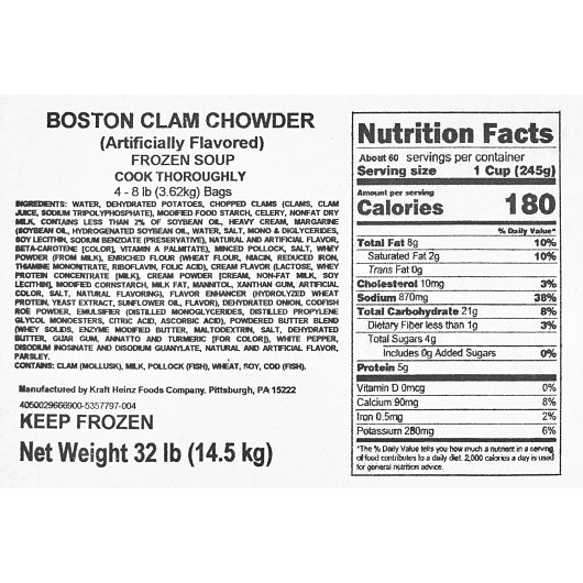 Chef Francisco Boston Clam Chowder Soup, 4 x 8 lb Case - DOT product image 7