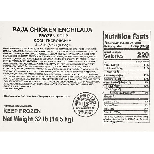 Chef Francisco Baja Chicken Enchilada Soup, 4 x 8 lb Case - DOT product image 7