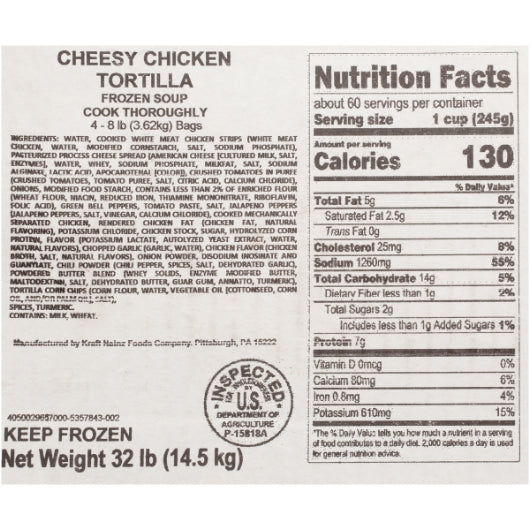 Chef Francisco Cheesy Chicken Tortilla Soup, 4 x 8 lb Case - DOT product image 7