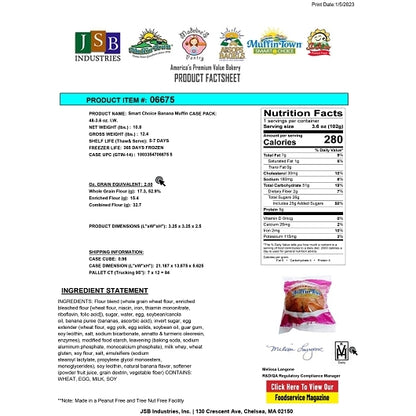 Smart Choice Banana Smart Choice Whole Grain Individually Wrapped Banana Muffin, 48 x 3.6 oz Case - DOT product image 8