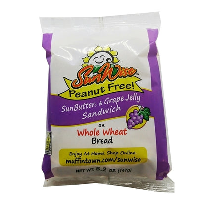 Sunwise Individually Wrapped Sunbutter & Grape Sandwich, 48 x 5.2 oz Case - Breads, Rolls & Buns