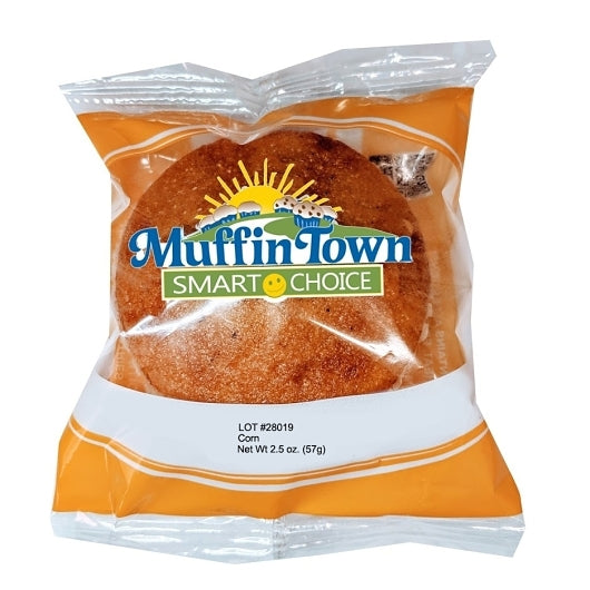 Muffin Town Individually Wrapped Smart Choice Whole Grain Corn Muffin, 72 x 2 oz Case - Breads, Rolls & Buns