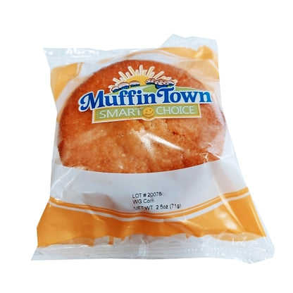 Muffin Town Individually Wrapped Smart Choice Whole Grain Corn Muffin, Bulk, 60 x 2.5 oz Case - Breads, Rolls & Buns