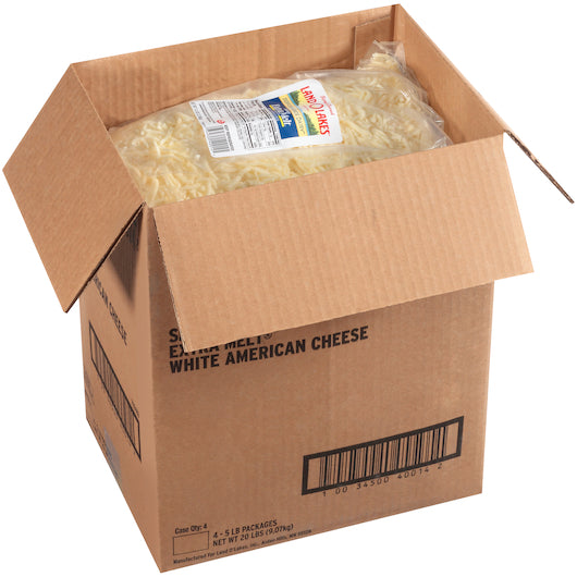 Land O Lakes Shredded Extra Melt White American Cheese, 4 x 5 lb Case - DOT product image 3