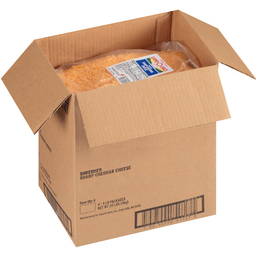 Land O Lakes Shredded Yellow Sharp Cheddar Cheese, 4 x 5 lb Case - DOT product image 3