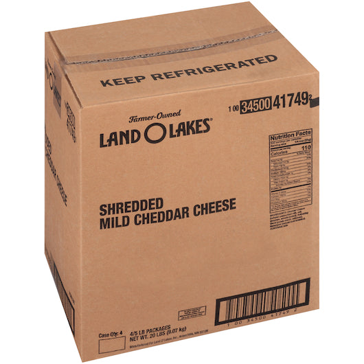 Land O Lakes Mild Cheddar Shredded Vacuum Pack Yellow Cheese, 4 x 5 lb Case - DOT product image 3