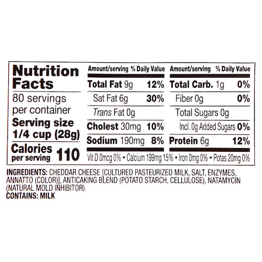 Land O Lakes Mild Cheddar Shredded Vacuum Pack Yellow Cheese, 4 x 5 lb Case - DOT product image 4