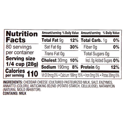 Land O Lakes Mild Cheddar Shredded Vacuum Pack Yellow Cheese, 4 x 5 lb Case - DOT product image 4