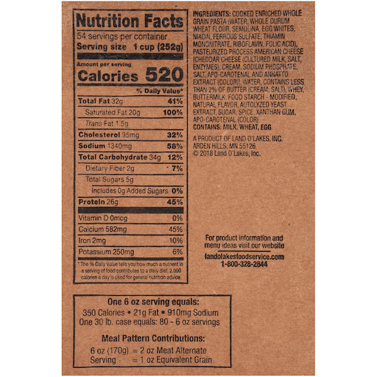 Land O Lakes Whole Grain Macaroni And Cheese, 6 x 5 lb Case - DOT product image 7