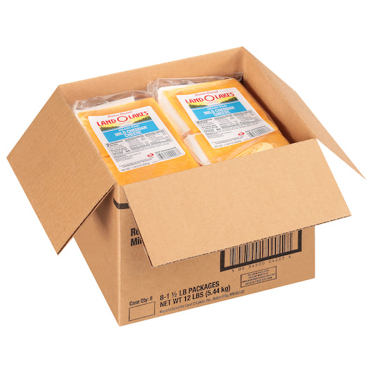 Land O Lakes Interleaf Readipac Yellow Sliced Mild Cheddar Cheese, 8 x 1.5 lb Case - DOT product image 4