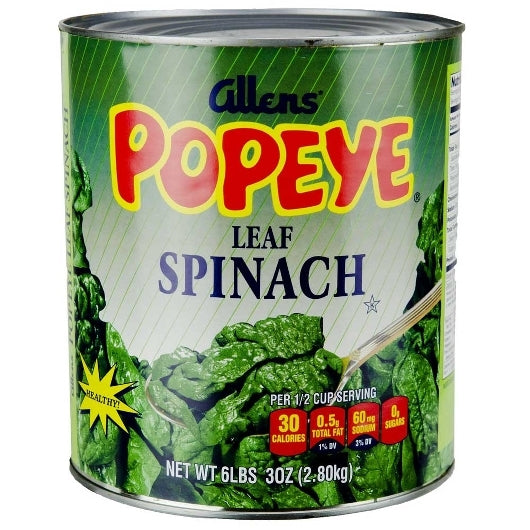 Allens Low Sodium Canned Spinach, 6 x 93 oz Case - DOT product image 2