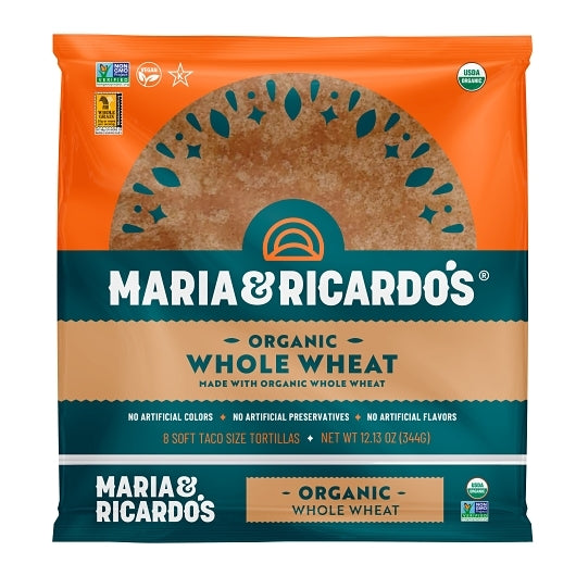Maria & Ricardo's Organic Whole Wheat Flour Tortilla 8 in, 6 x 8 each Case - Breads, Rolls & Buns
