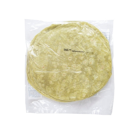 Maria and Ricardos 10 Inch Spinach Flour Tortillas, 12 x 2.612 oz Case - Breads, Rolls & Buns