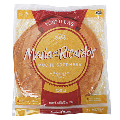 Maria and Ricardos Vegan Chile Flour Tortillas, 10 x 12 each Case - Breads, Rolls & Buns