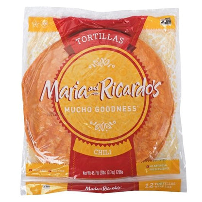Maria and Ricardos Vegan Chile Flour Tortillas, 10 x 12 each Case - DOT product image 2